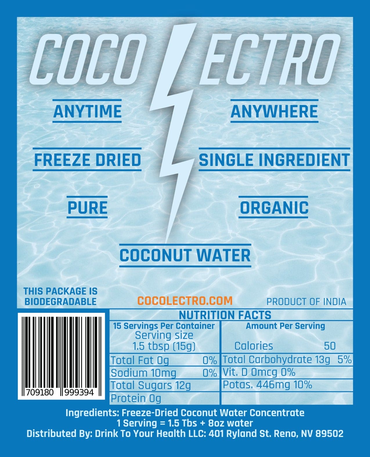 CocoLectro - Organic Freeze Dried Coconut Water Powder CocoLectro